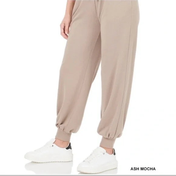 New Zenana Soft French Terry Jogger Pants with Pockets - Picture 2 of 2
